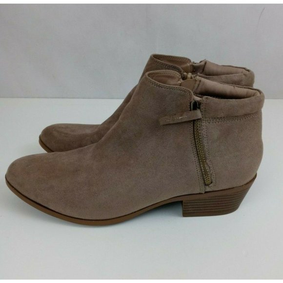 Mossimo Tan Faux Suede Double Side Zip Ankle Boots Size 9.5 - Picture 4 of 10